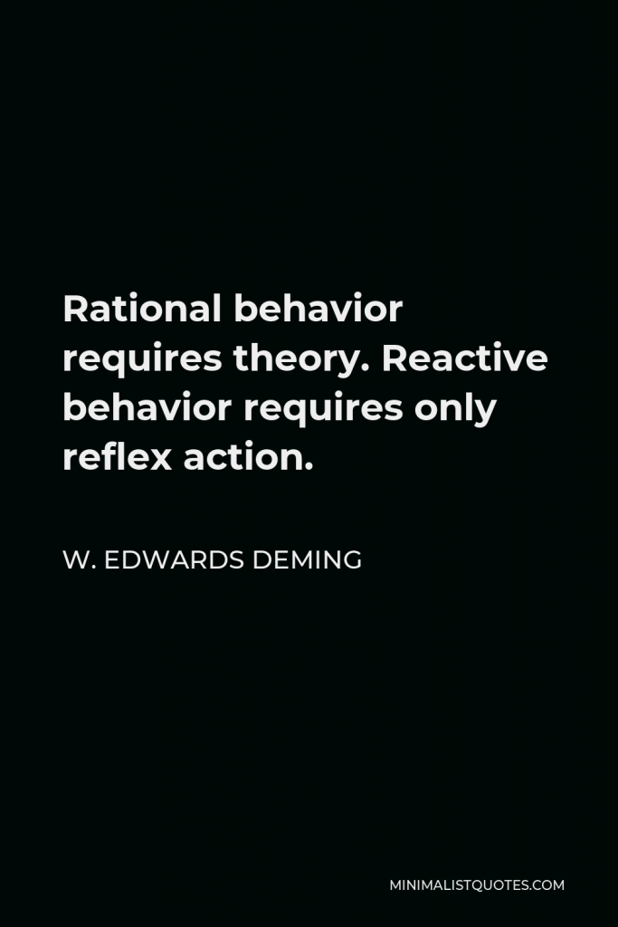 W. Edwards Deming Quote - Rational behavior requires theory. Reactive behavior requires only reflex action.