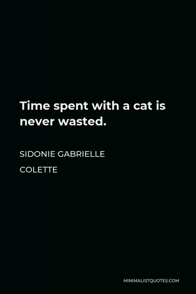 Sidonie Gabrielle Colette Quote - Time spent with a cat is never wasted.