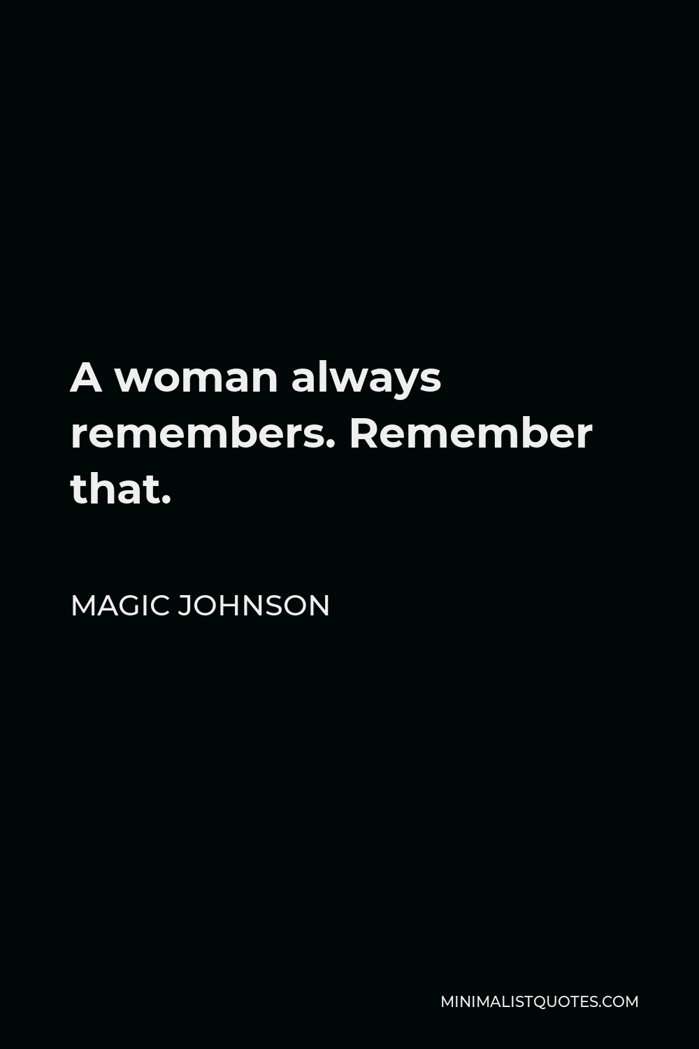 Magic Johnson Quote - A woman always remembers. Remember that.