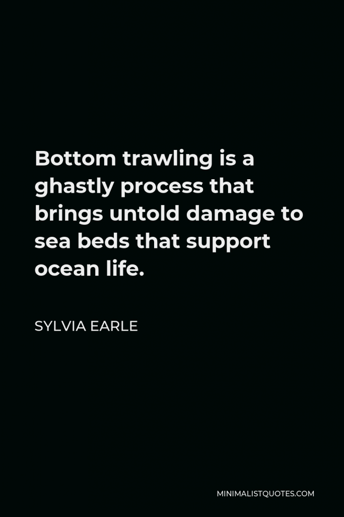 Sylvia Earle Quote - Bottom trawling is a ghastly process that brings untold damage to sea beds that support ocean life.