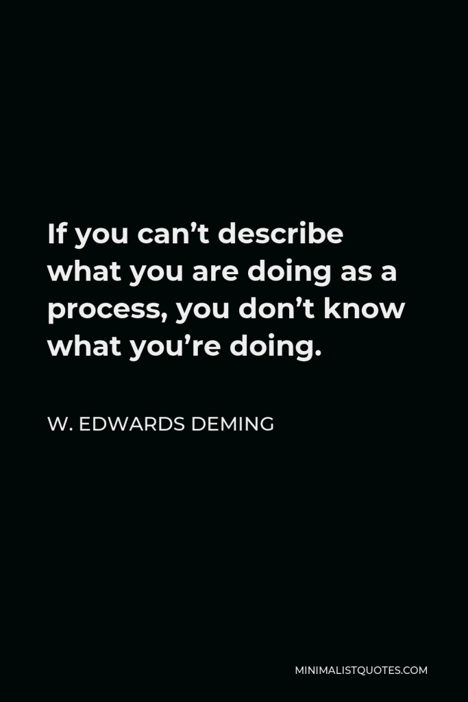 W. Edwards Deming Quote - If you can’t describe what you are doing as a process, you don’t know what you’re doing.