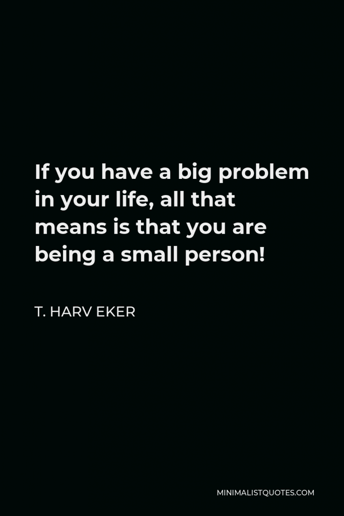 T. Harv Eker Quote - If you have a big problem in your life, all that means is that you are being a small person!