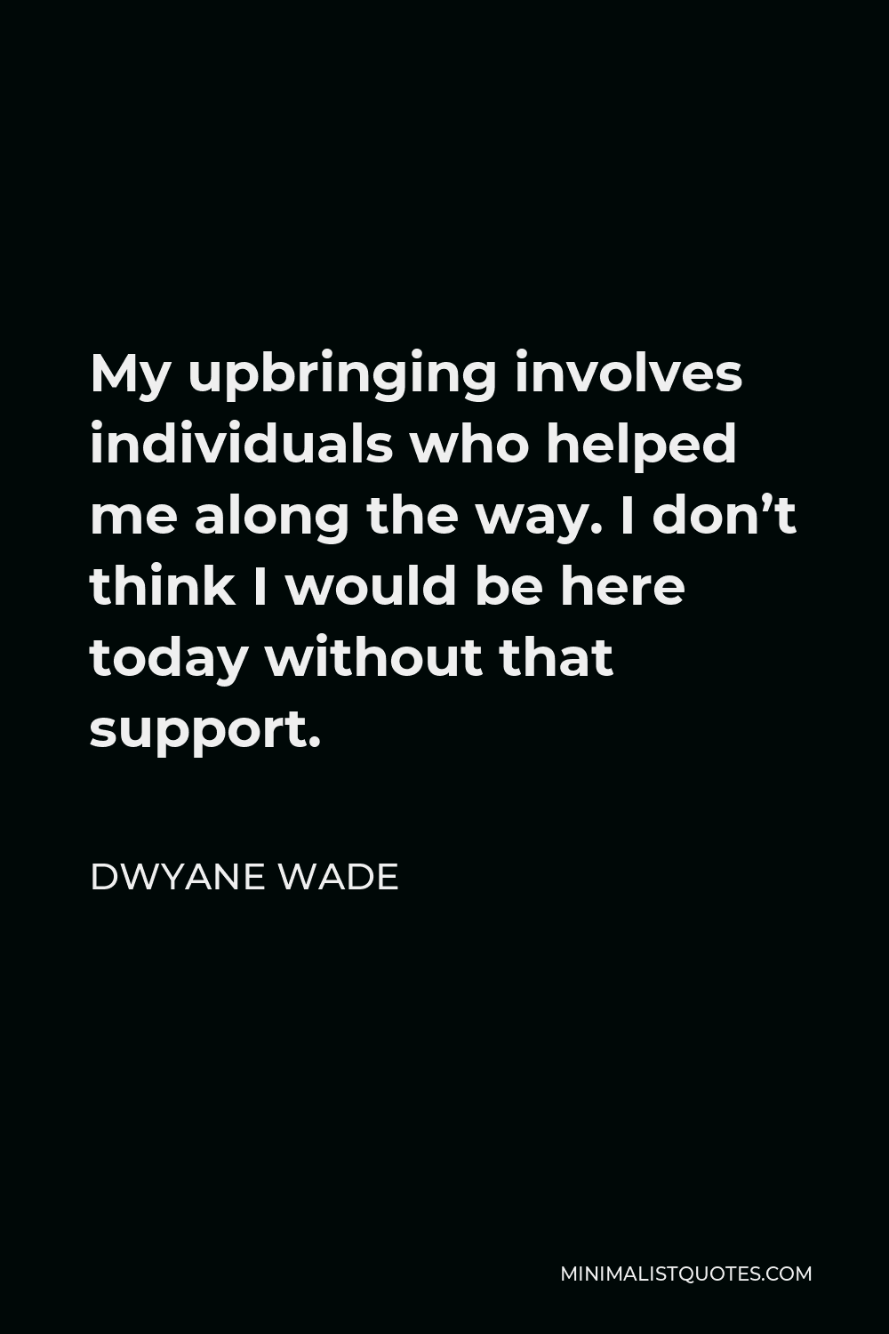 Dwyane Wade Quote - My upbringing involves individuals who helped me along the way. I don’t think I would be here today without that support.