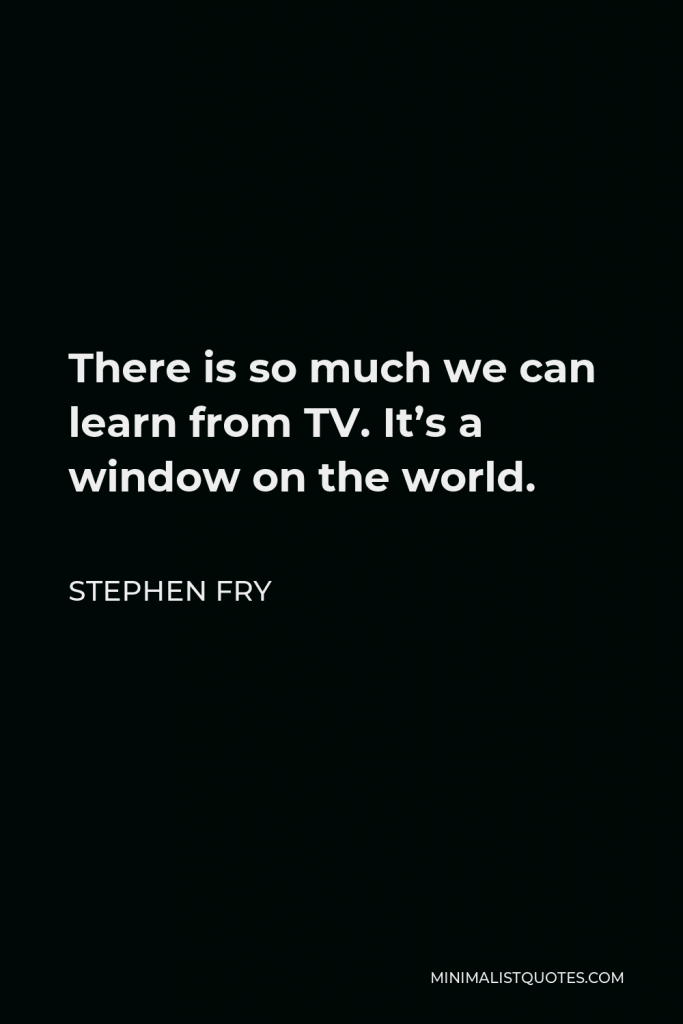 Stephen Fry Quote - There is so much we can learn from TV. It’s a window on the world.
