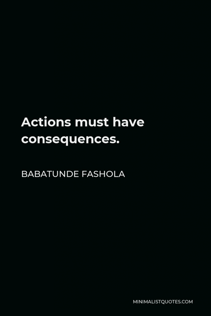 Babatunde Fashola Quote - Actions must have consequences.