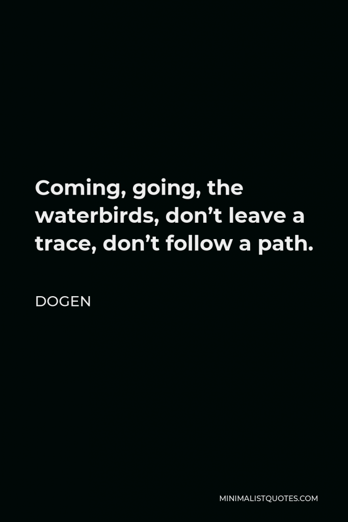 Dogen Quote - Coming, going, the waterbirds, don’t leave a trace, don’t follow a path.