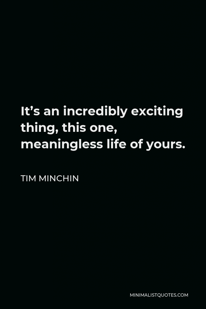 Tim Minchin Quote - It’s an incredibly exciting thing, this one, meaningless life of yours.