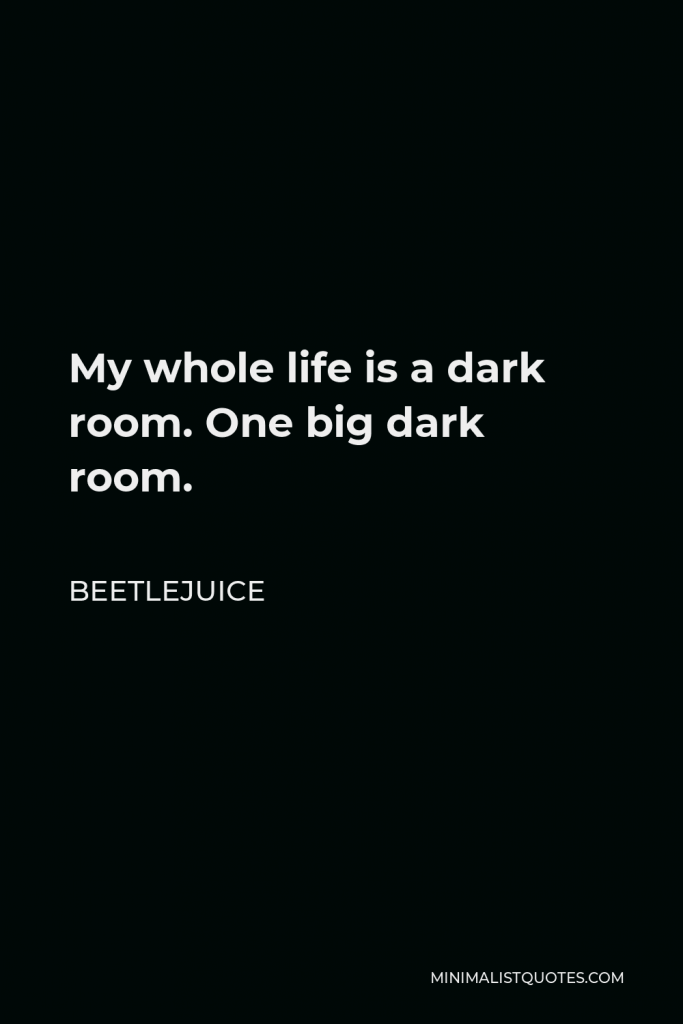 Beetlejuice Quote - My whole life is a dark room. One big dark room.