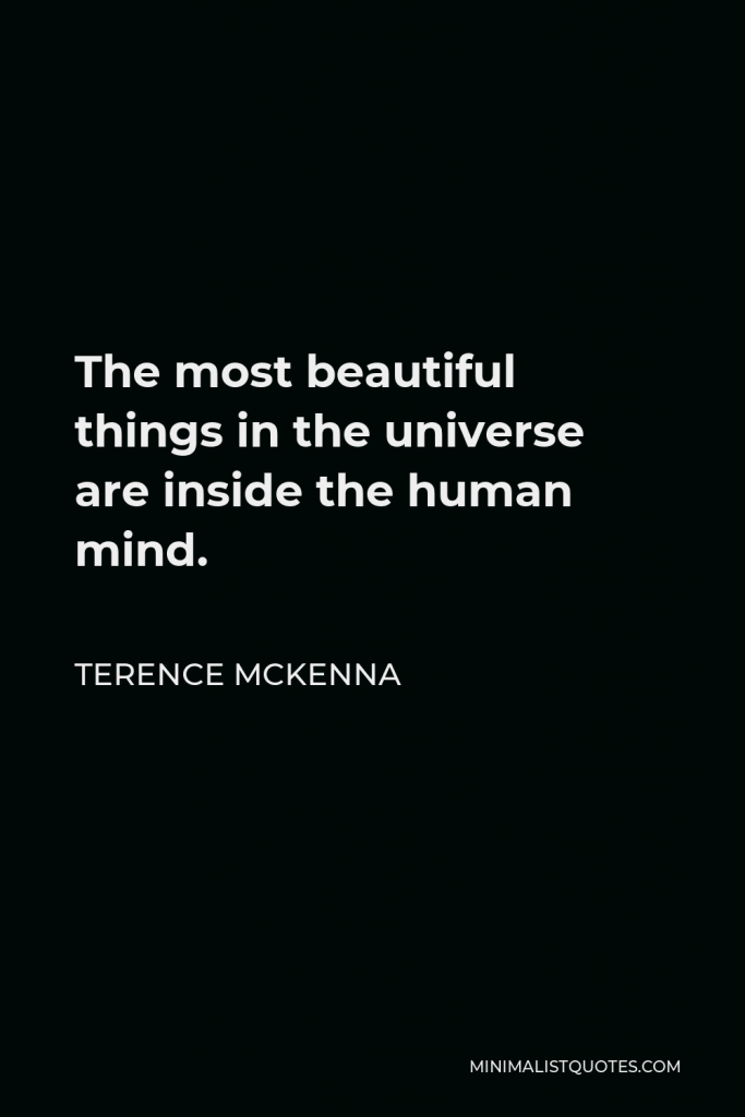 Terence McKenna Quote - The most beautiful things in the universe are inside the human mind.