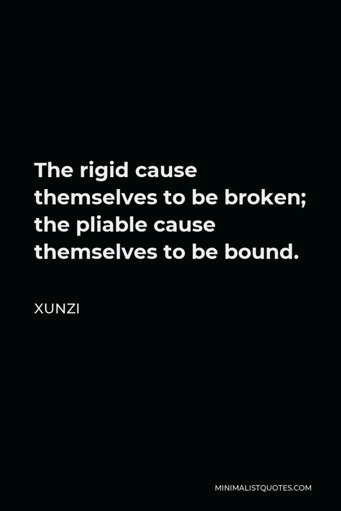 Xunzi Quote - The rigid cause themselves to be broken; the pliable cause themselves to be bound.