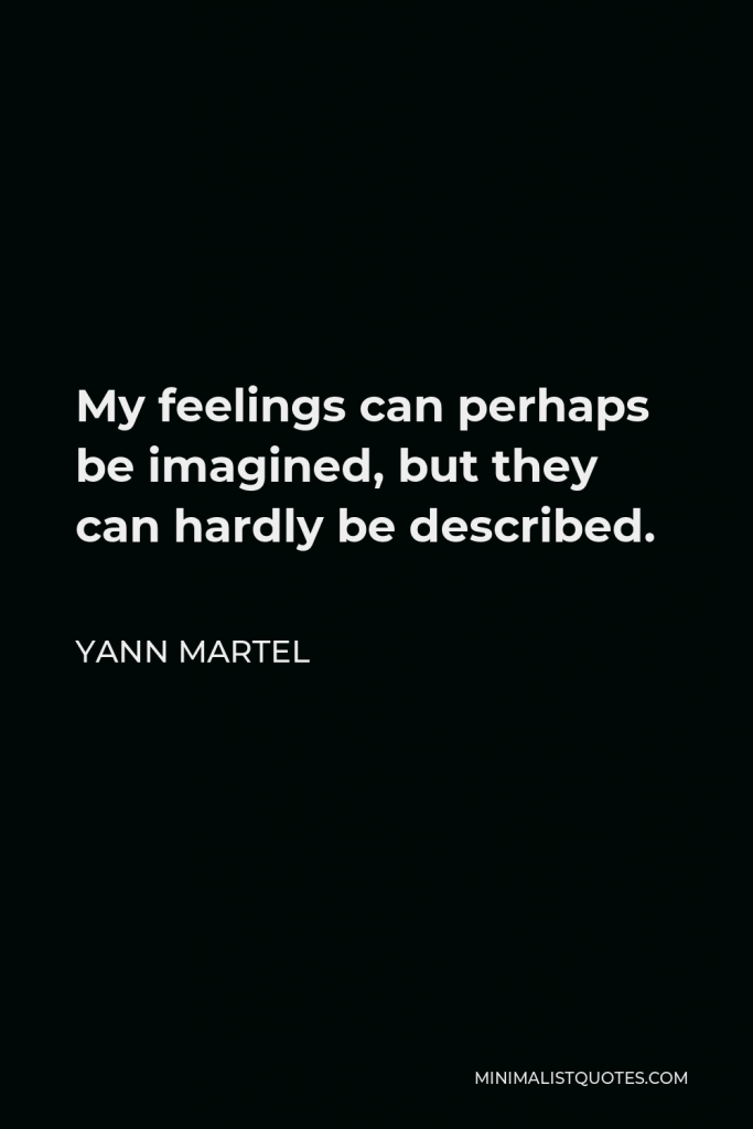 Yann Martel Quote - My feelings can perhaps be imagined, but they can hardly be described.