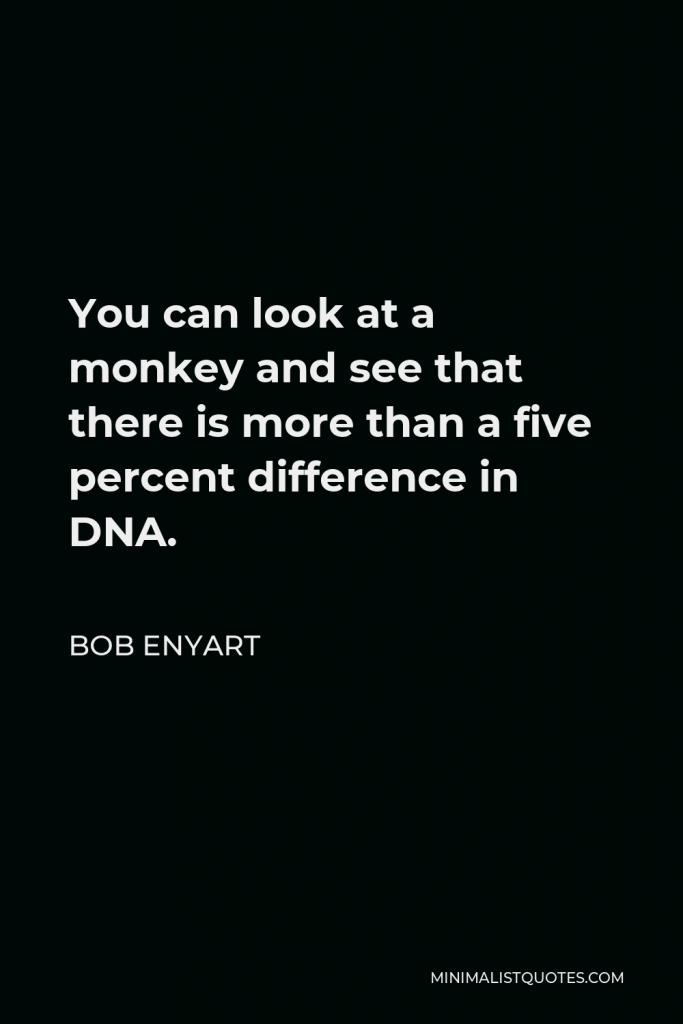 Bob Enyart Quote - You can look at a monkey and see that there is more than a five percent difference in DNA.