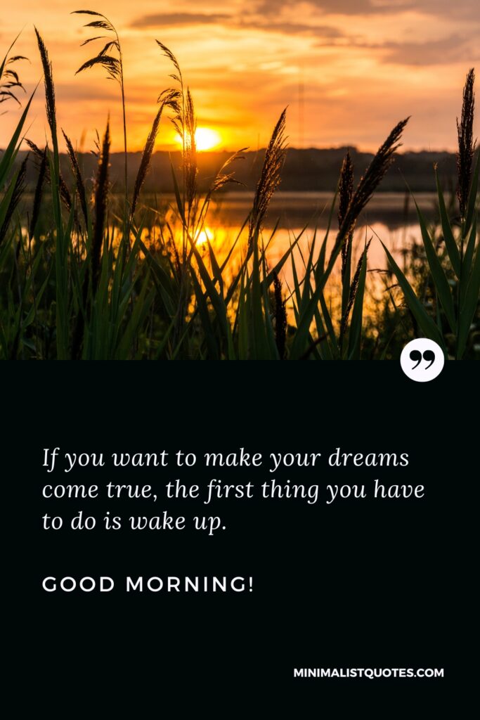 Good Morning Message If you want to make your dreams come true, the first thing you have to do is wake up. Good Morning!
