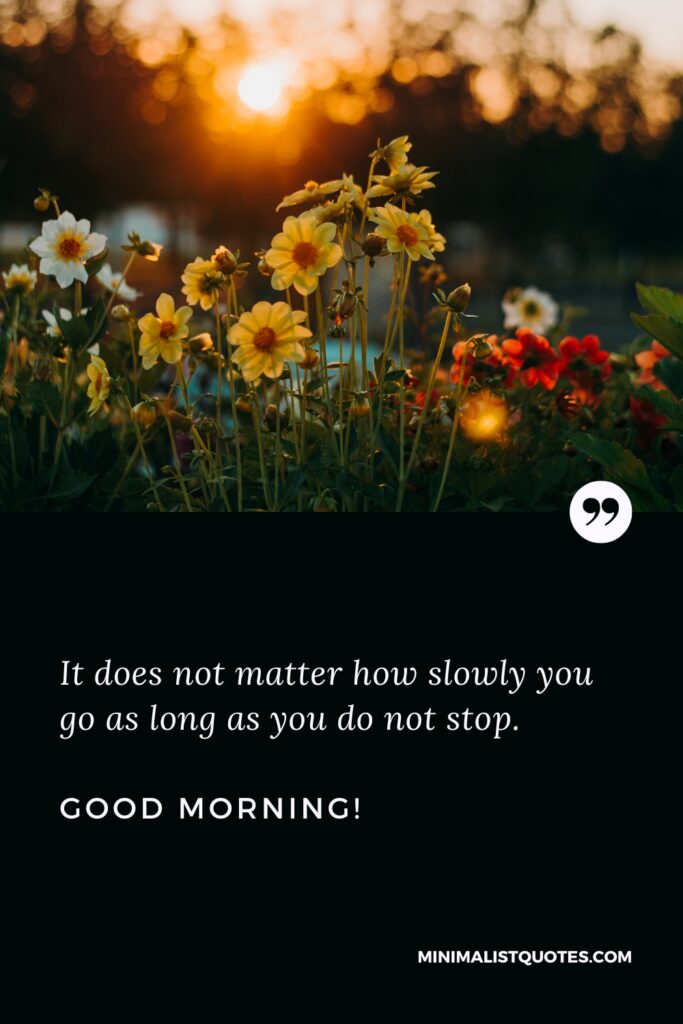 Good Morning Image It does not matter how slowly you go as long as you do not stop. Good Morning!