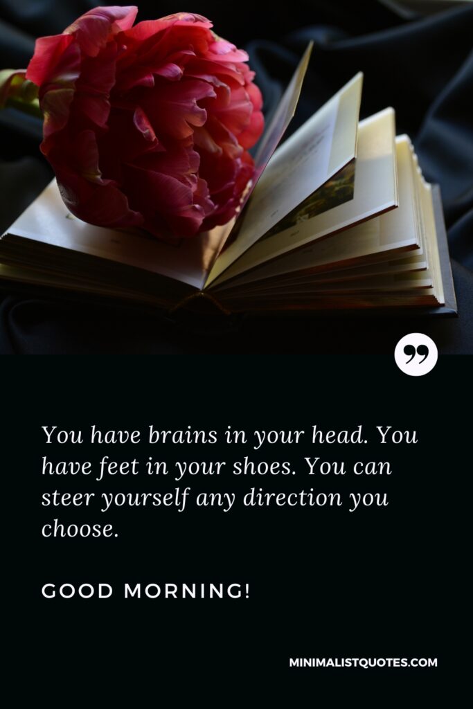 Good Morning Quote You have brains in your head. You have feet in your shoes. You can steer yourself any direction you choose. Good Morning!