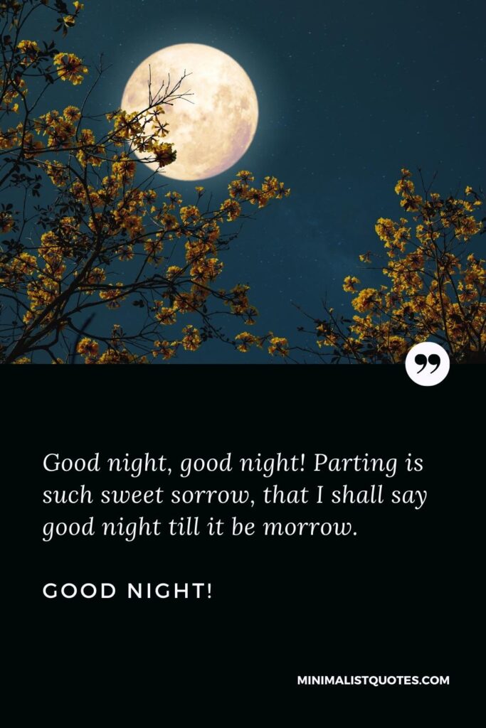 Good Night Image Good night, good night! Parting is such sweet sorrow, that I shall say good night till it be morrow. Good Night!