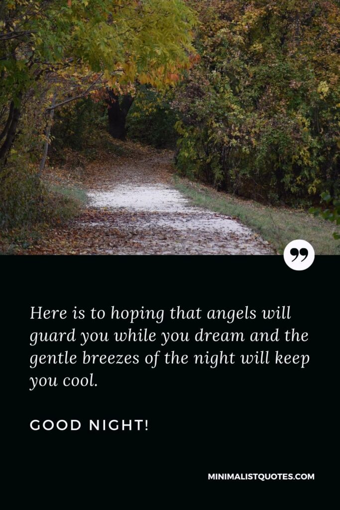 Good Night Quotes: Here is to hoping that angels will guard you while you dream and the gentle breezes of the night will keep you cool. Good Night!