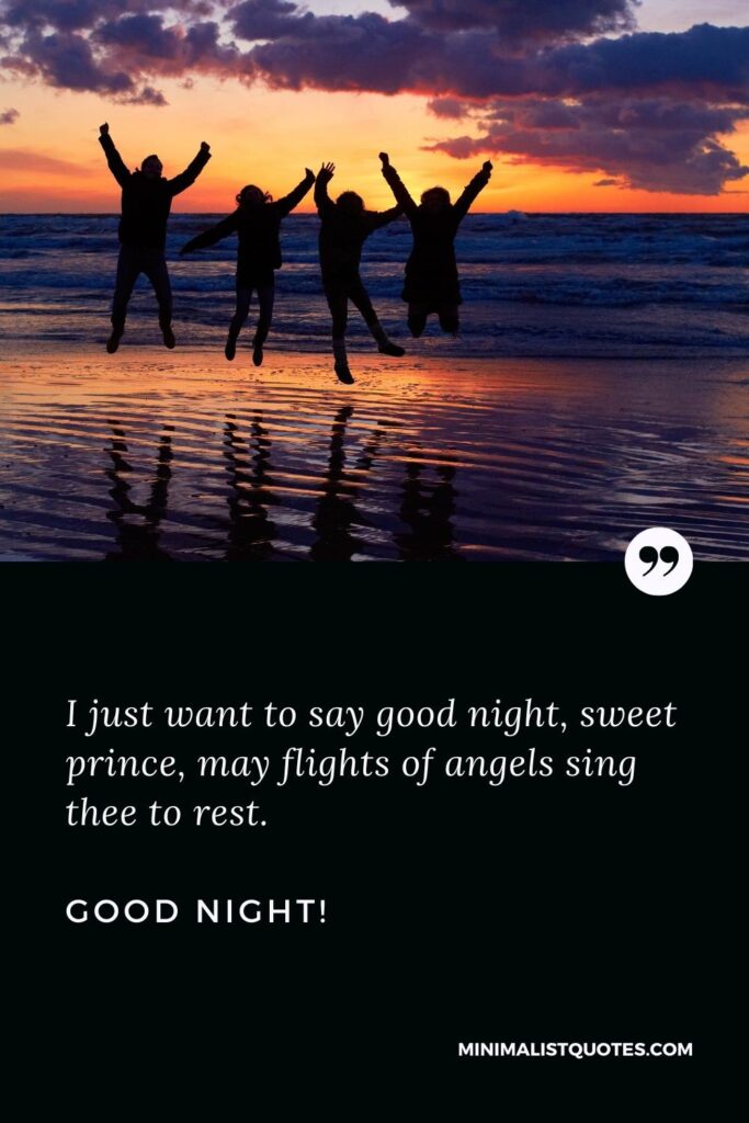 Good Night Quotes: I just want to say good night, sweet prince, may flights of angels sing thee to rest. Good Night!