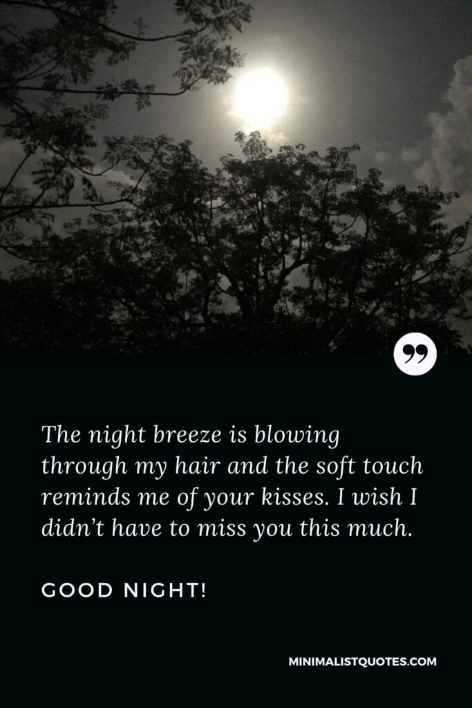 Good Night Thought The night breeze is blowing through my hair and the soft touch reminds me of your kisses. I wish I didn’t have to miss you this much, Good Night!