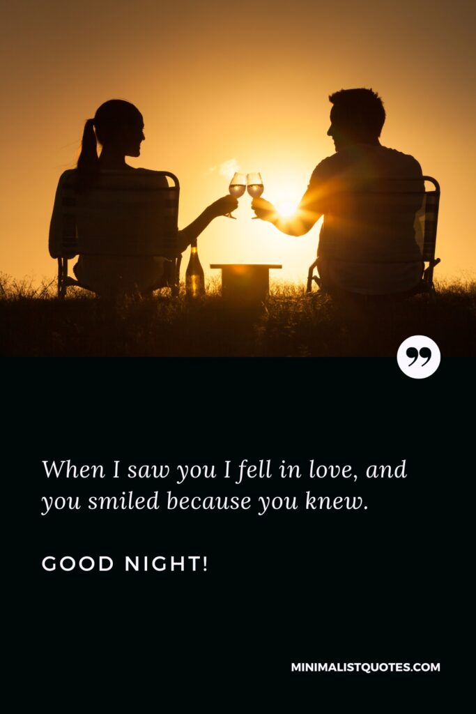 Good Night Image When I saw you I fell in love, and you smiled because you knew. Good Night!