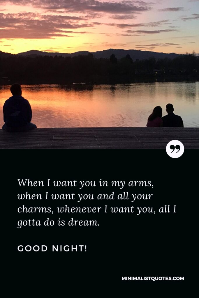 Good Night Thought When I want you in my arms, when I want you and all your charms, whenever I want you, all I gotta do is dream. Good Night!