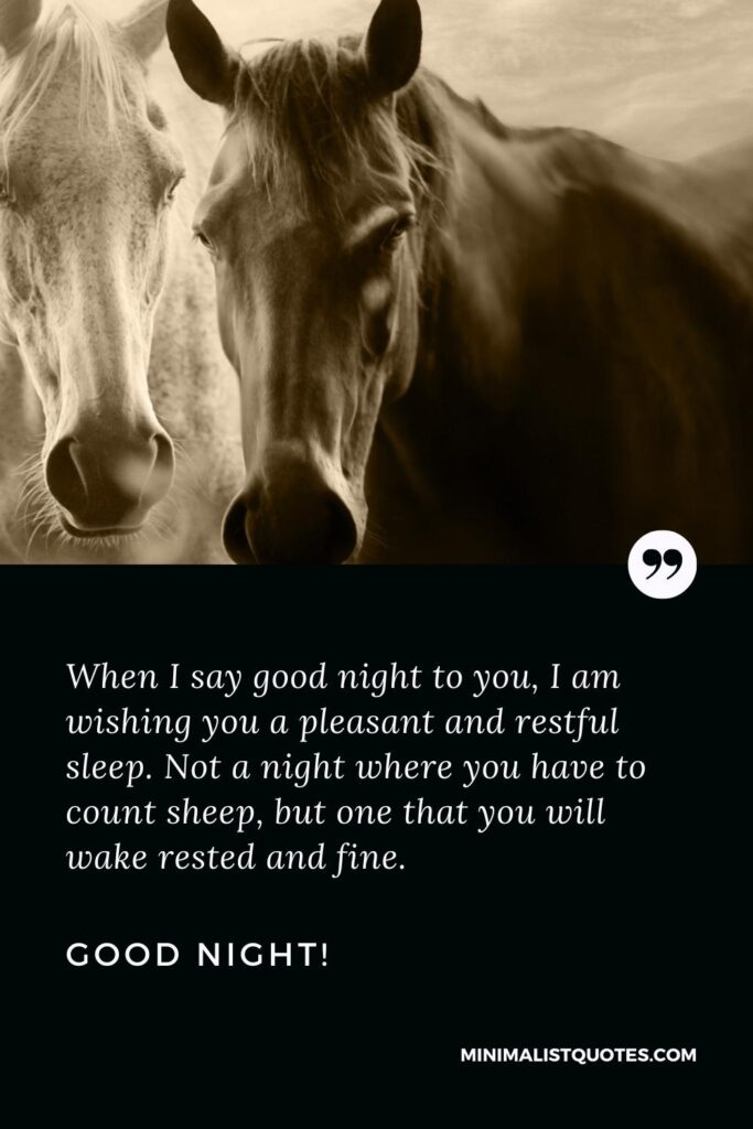 Good Night Thought: When I say good night to you, I am wishing you a pleasant and restful sleep. Not a night where you have to count sheep, but one that you will wake rested and fine. Good Night!