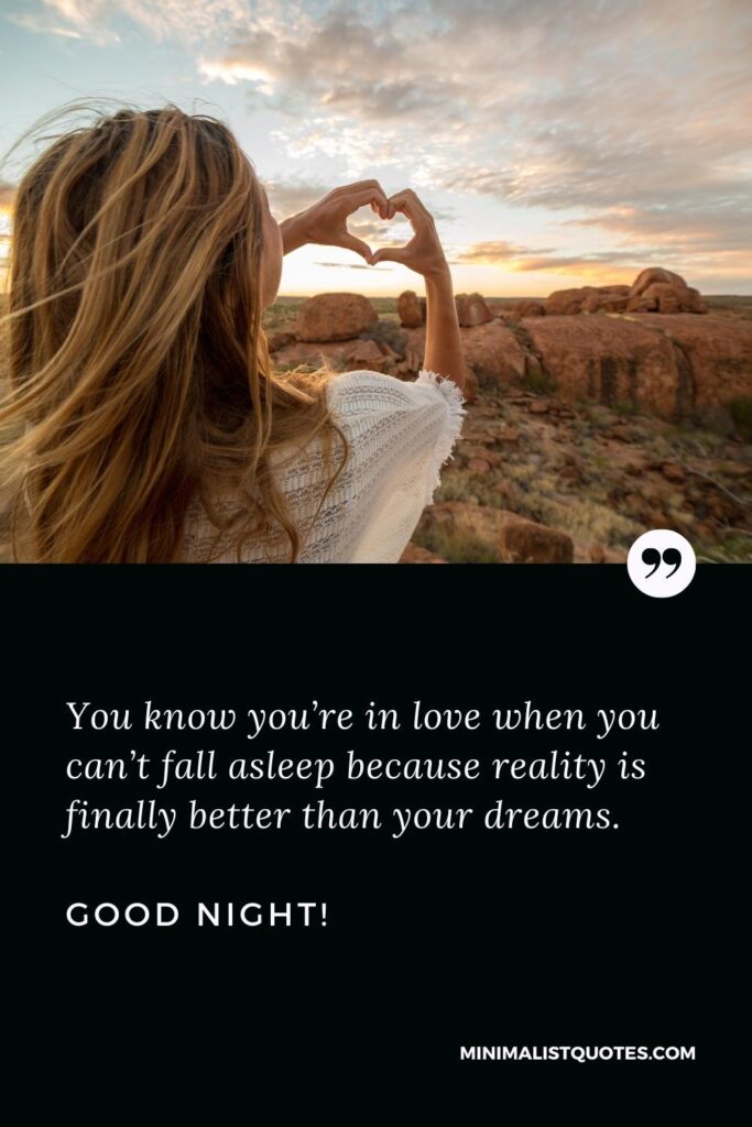 Good Night Love Message: You know you’re in love when you can’t fall asleep because reality is finally better than your dreams. Good Night!