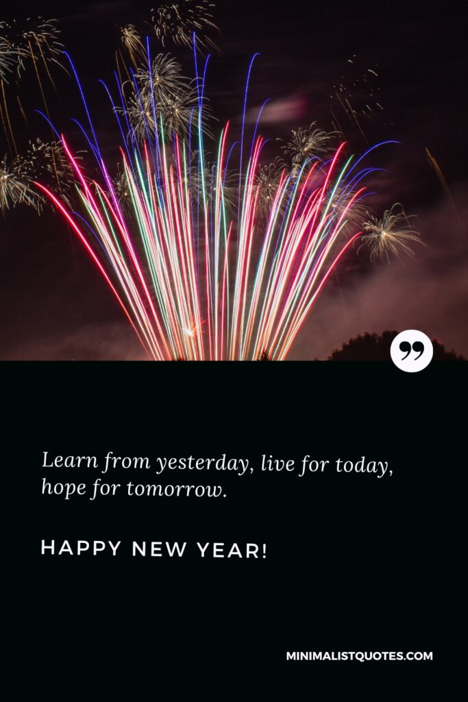 Happy New Year Thought: Learn from yesterday, live for today, hope for tomorrow. Happy New Year!