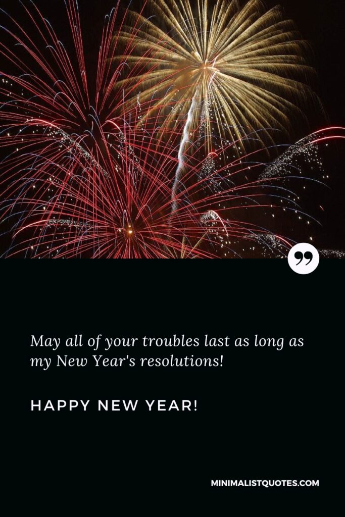 Happy New Year Thought: May all of your troubles last as long as my New Year's resolutions! Happy New Year!