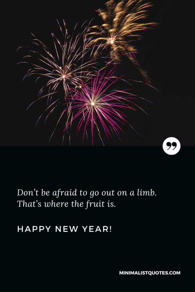 Happy New Year Wishes: Don’t be afraid to go out on a limb. That’s where the fruit is. Happy New Year!