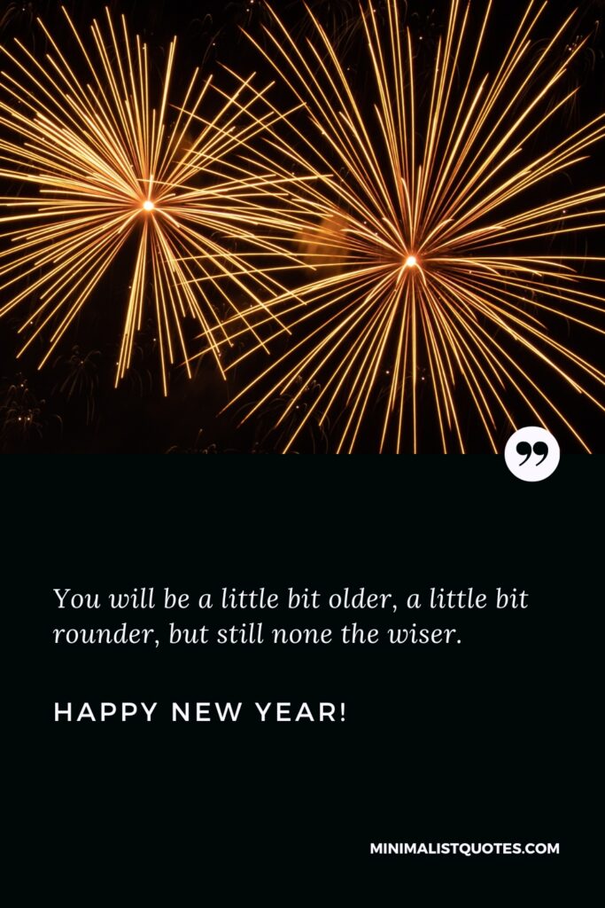 Happy New Year Wishes: You will be a little bit older, a little bit rounder, but still none the wiser. Happy New Year!