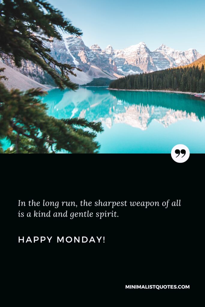 Happy Monday Greetings: In the long run, the sharpest weapon of all is a kind and gentle spirit. Happy Monday!