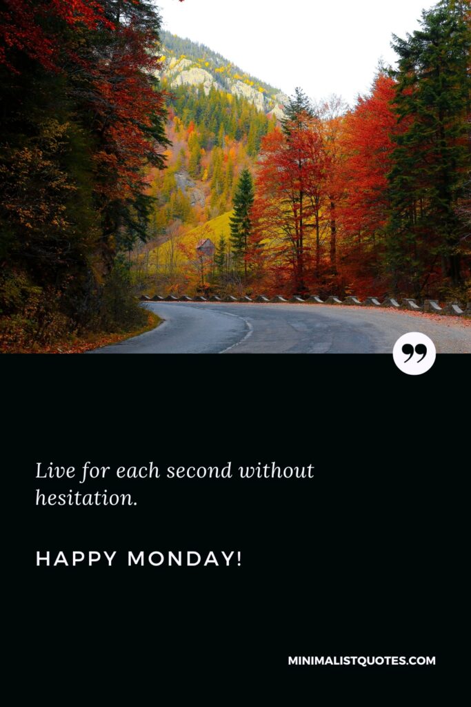 Happy Monday Greetings: Live for each second without hesitation. Happy Monday!
