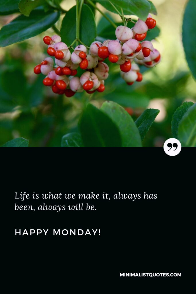 Happy Monday Motivational Quotes: Life is what we make it, always has been, always will be. Happy Monday!