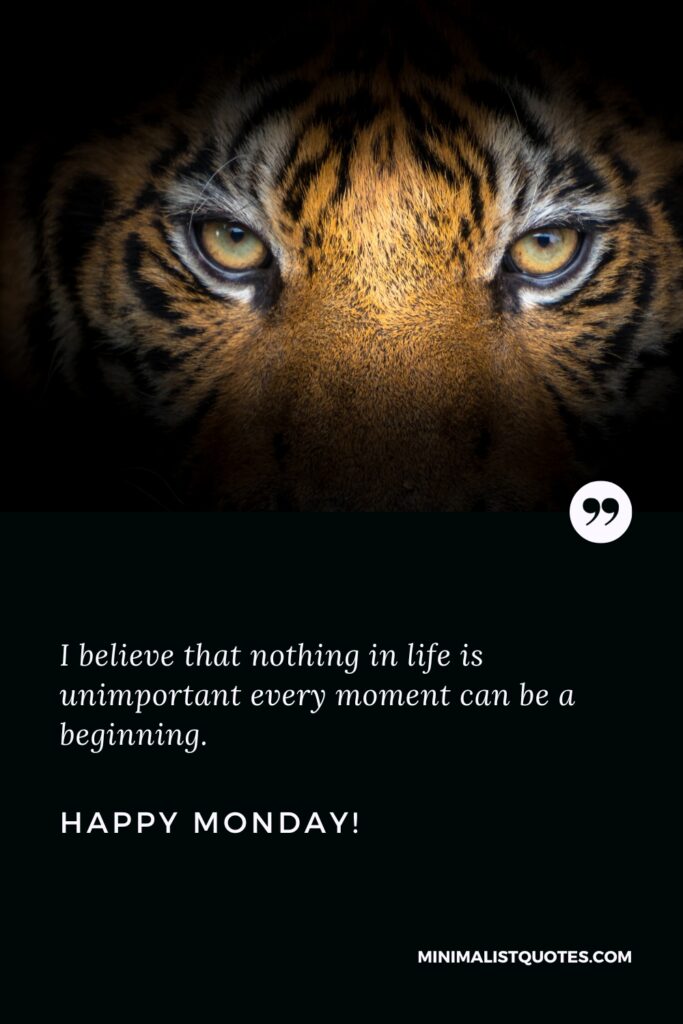 Happy Monday Positive Thoughts: I believe that nothing in life is unimportant every moment can be a beginning. Happy Monday!