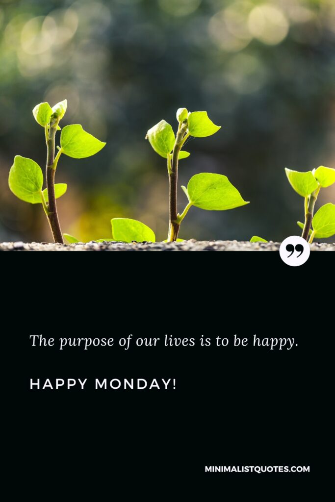 Happy Monday Quotes: The purpose of our lives is to be happy. Happy Monday!
