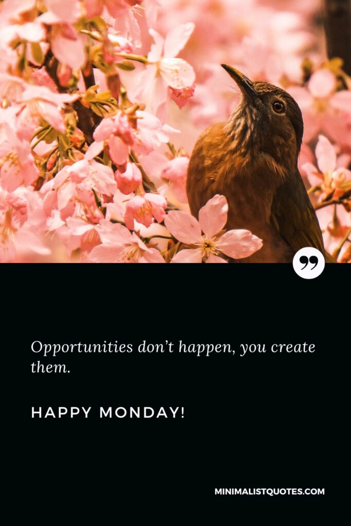Happy Monday Wishes: Opportunities don’t happen, you create them. Happy Monday!