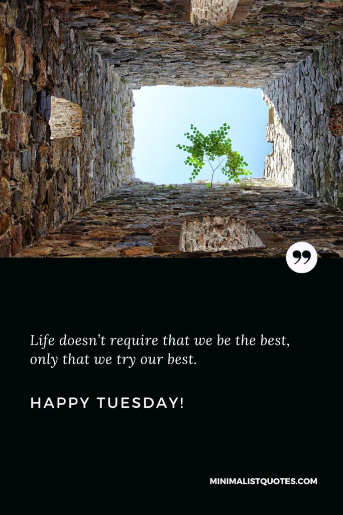 Happy Tuesday Wishes: Life doesn’t require that we be the best, only that we try our best. Happy Tuesday!