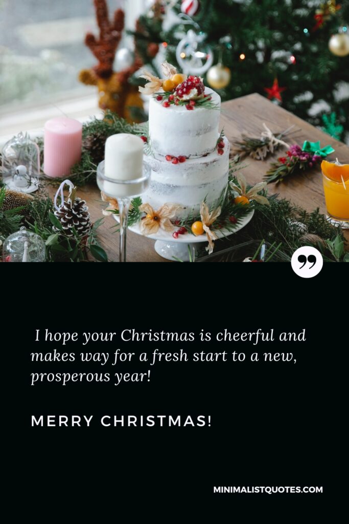Merry Christmas Greetings: I hope your Christmas is cheerful and makes way for a fresh start to a new, prosperous year! Merry Christmas!