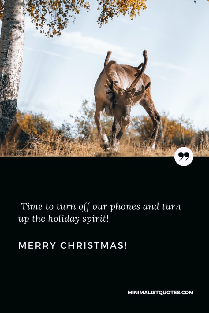 Merry Christmas Greetings: Time to turn off our phones and turn up the holiday spirit! Merry Christmas!