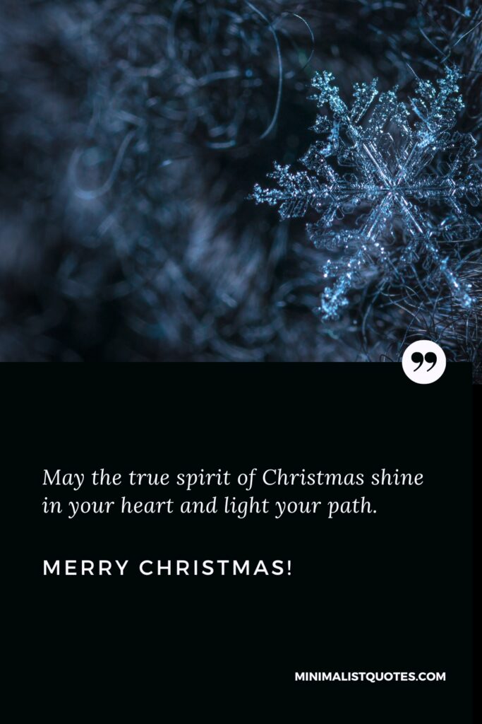 Merry Christmas Wishes: May the true spirit of Christmas shine in your heart and light your path. Merry Christmas!