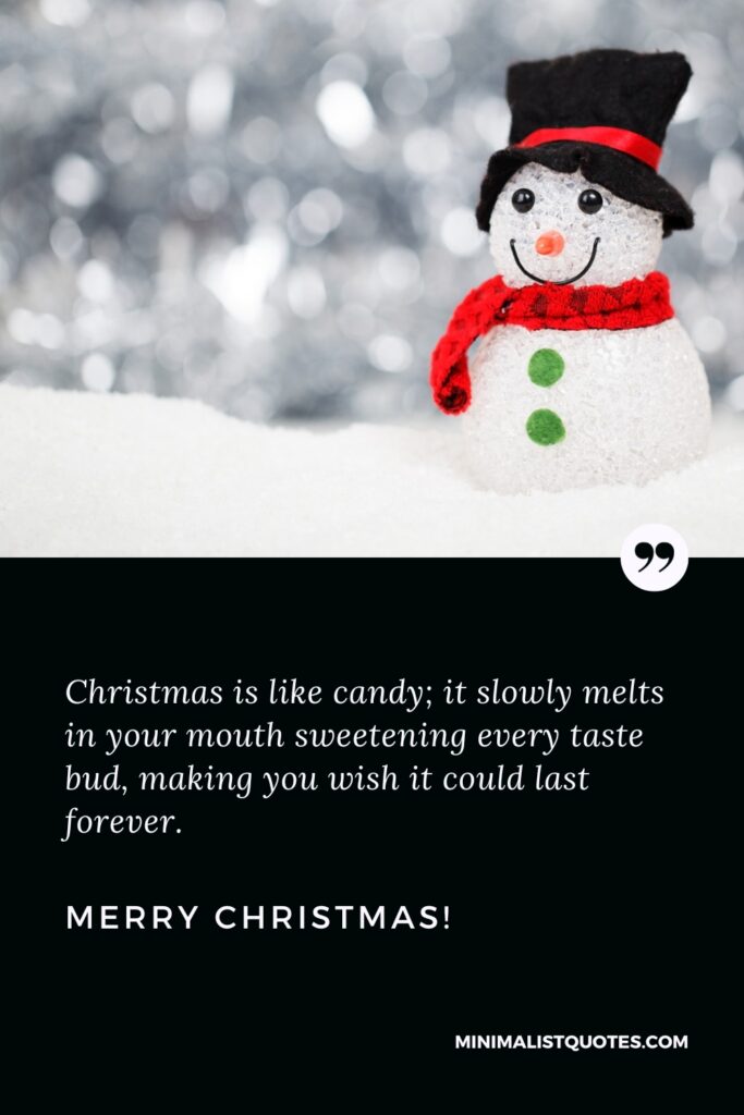 Merry Christmas Thoughts: Christmas is like candy; it slowly melts in your mouth sweetening every taste bud, making you wish it could last forever. Merry Christmas!