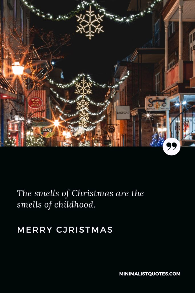 Merry Christmas Wishes: The smells of Christmas are the smells of childhood. Merry Christmas!