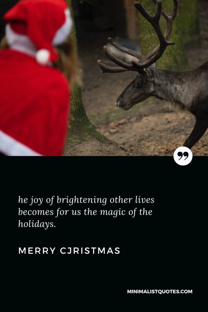 Merry Christmas Wishes: The joy of brightening other lives becomes for us the magic of the holidays. Merry Christmas!