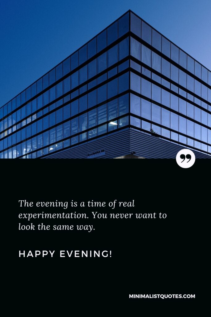 Good Evening Thoughts: The evening is a time of real experimentation. You never want to look the same way. Good Evening!
