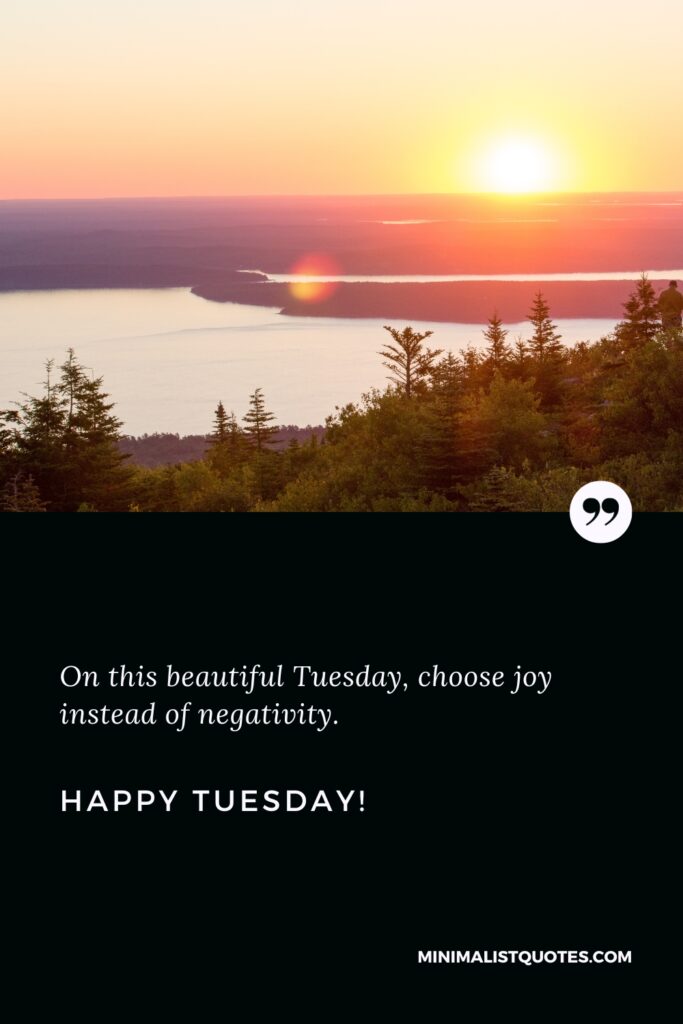 Happy Tuesday Greetings: On this beautiful Tuesday, choose joy instead of negativity. Happy Tuesday!