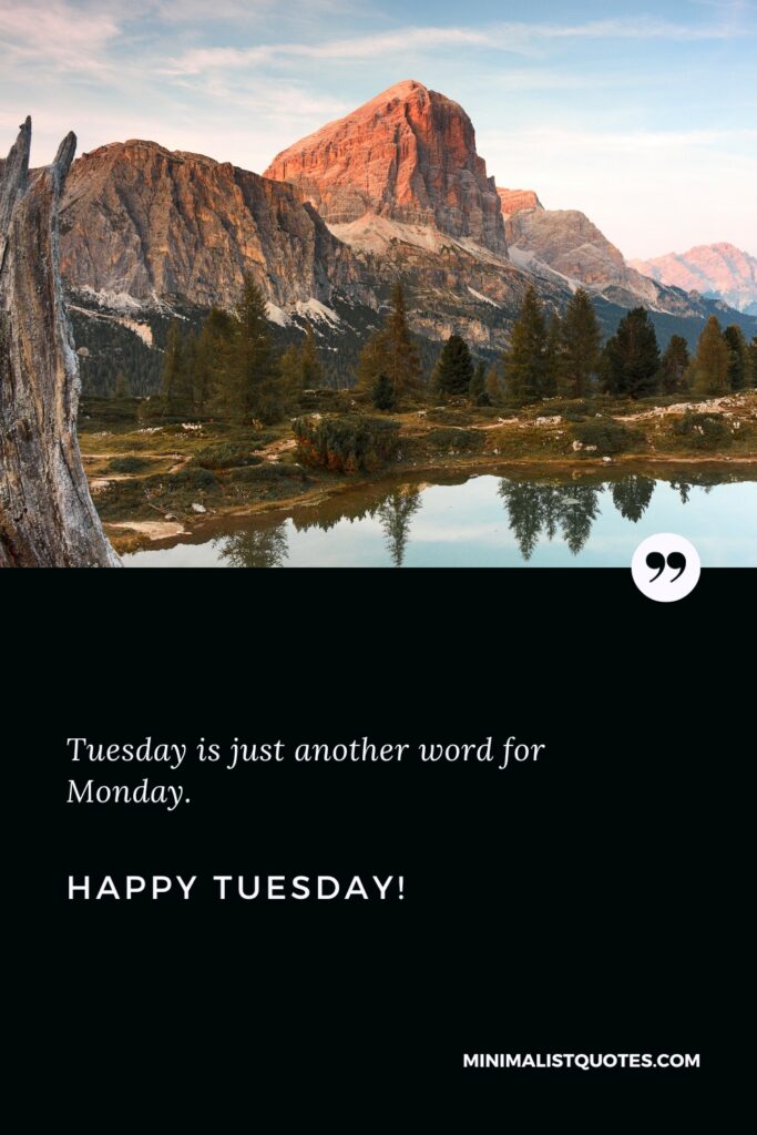 Happy Tuesday Motivational Thought: Tuesday is just another word for Monday. Happy Tuesday!