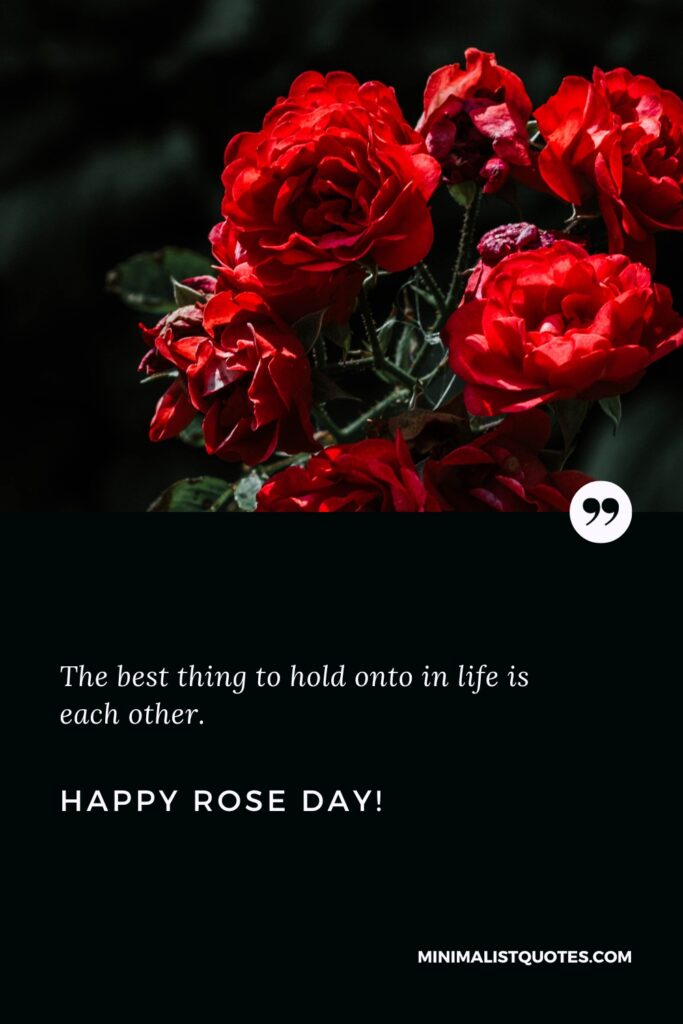Happy Rose Day Wishes: The best thing to hold onto in life is each other. Happy Rose Day!