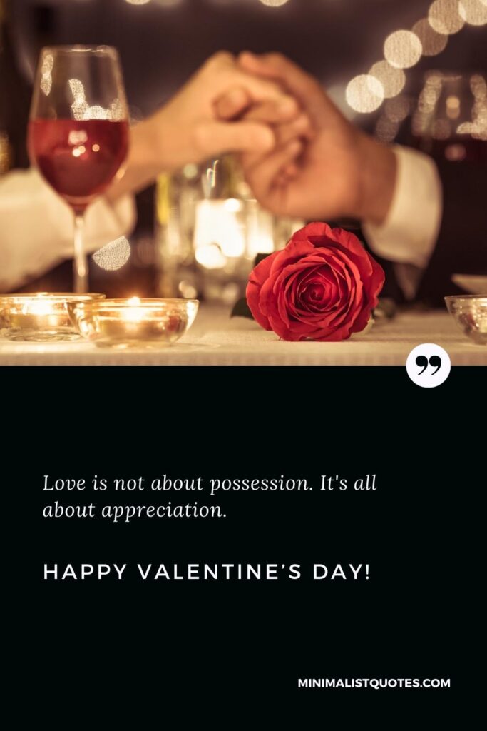 Happy Valentine's Day Greetings: Love is not about possession. It's all about appreciation. Happy Valentine's Day!