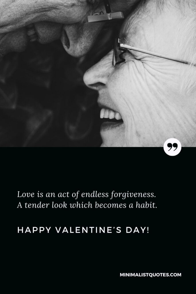 Happy Valentine's Day Wishes: Love is an act of endless forgiveness. A tender look which becomes a habit. Happy Valentine's Day!